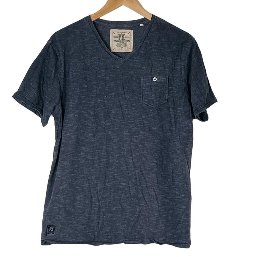 PX | Blue essential v-neck casual tee shirt size large